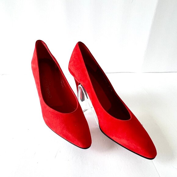 Vintage Charles Jourdan Paris Red Suede Heels, Size 8, Never Worn, EC! - Picture 2 of 14